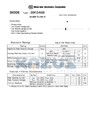 20KDA60 datasheet - DIODE - 2A 600V TJ = 150C