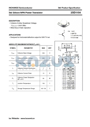 2SD1154 datasheet - isc Silicon NPN Power Transistor