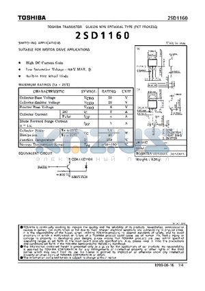 2SD1160 datasheet - NPN EPITAXIAL TYPE (SWITCHING, SUITABLE FOR MOTOR DRIVER APPLICATIONS)