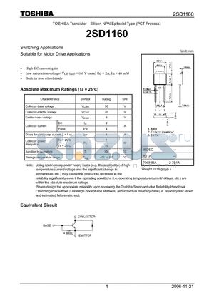 2SD1160 datasheet - Silicon NPN Epitaxial Type (PCT Process)