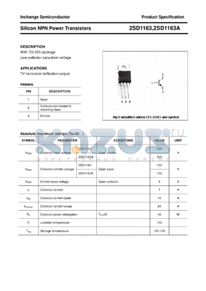 2SD1163 datasheet - Silicon NPN Power Transistors