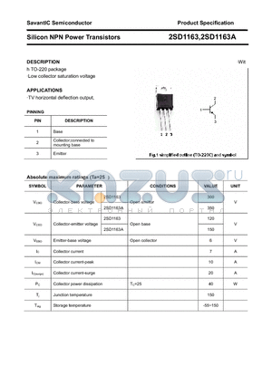 2SD1163A datasheet - Silicon NPN Power Transistors