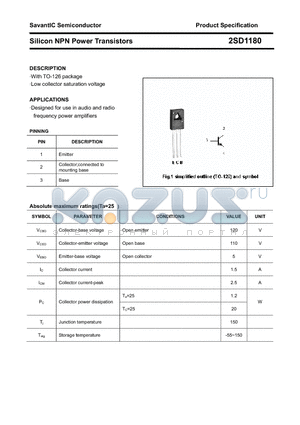 2SD1180 datasheet - Silicon NPN Power Transistors