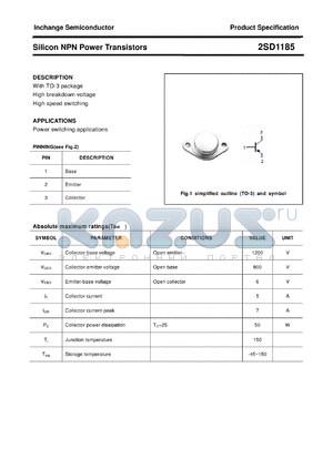 2SD1185 datasheet - Silicon NPN Power Transistors