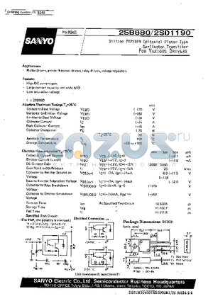 2SD1190 datasheet - For Various Drivers