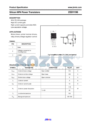 2SD1196 datasheet - Silicon NPN Power Transistors