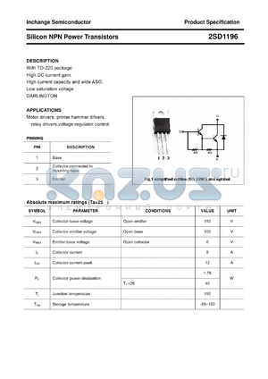 2SD1196 datasheet - Silicon NPN Power Transistors