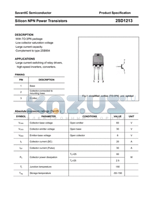 2SD1213 datasheet - Silicon NPN Power Transistors