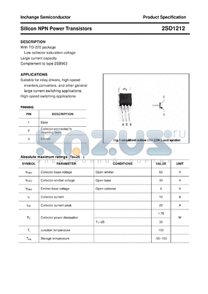 2SD1212 datasheet - Silicon NPN Power Transistors