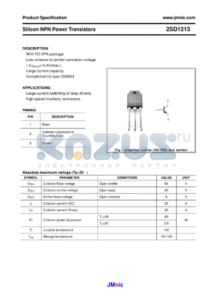 2SD1213 datasheet - Silicon NPN Power Transistors