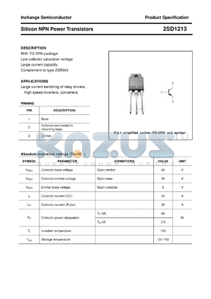 2SD1213 datasheet - Silicon NPN Power Transistors