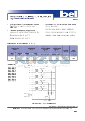 0821-1Y1T-43 datasheet - INTEGRATED CONNECTOR MODULES BM02835 Gigabit belCombo with LEDs