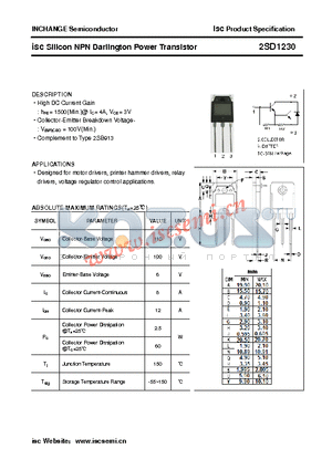 2SD1230 datasheet - isc Silicon NPN Darlington Power Transistor