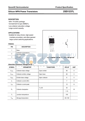 2SD1237L datasheet - Silicon NPN Power Transistors