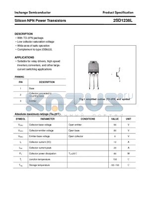 2SD1238L datasheet - Silicon NPN Power Transistors