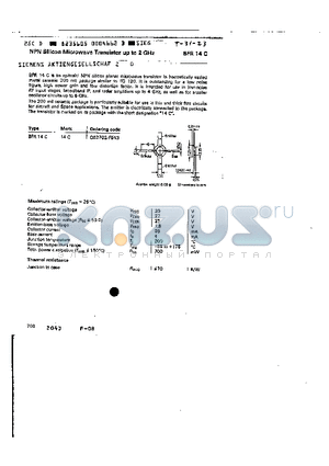 BFR14C datasheet - NPN SILICON MICROWAVE TRANSISTOR UP TO 2GHz