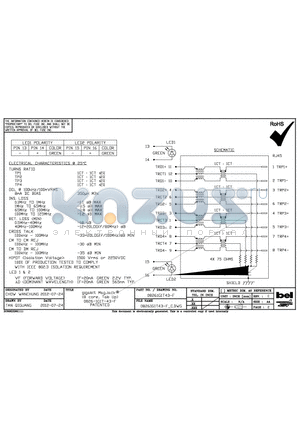 0826-1G1T-43-F datasheet - GLGABIT MAGJACK (8 CORE, TAB UP) 0826-1G1T-43-F PATENTED