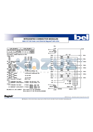 0826-1X1T-80 datasheet - INTEGRATED CONNECTOR MODULES Power over Ethernet MagJack^ with LEDs