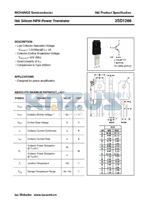 2SD1266 datasheet - isc Silicon NPN Power Transistor