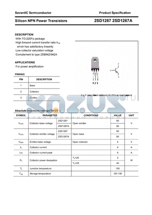 2SD1267 datasheet - Silicon NPN Power Transistors
