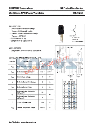 2SD1268 datasheet - isc Silicon NPN Power Transistor