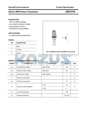 2SD1270 datasheet - Silicon NPN Power Transistors