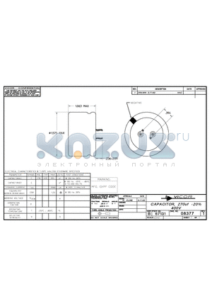 08377-1 datasheet - CAPACITOR, 270Ouf -20% 400V