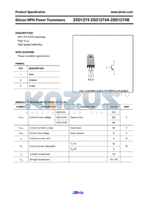 2SD1274A datasheet - Silicon NPN Power Transistors