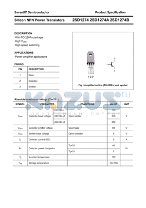 2SD1274A datasheet - Silicon NPN Power Transistors