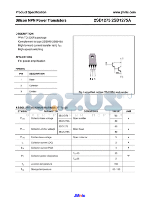 2SD1275 datasheet - Silicon NPN Power Transistors