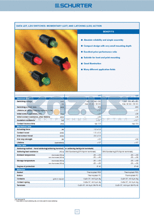 0850.9242 datasheet - DATA LDT, LDS SWITCHES .MOMENTARY (LDT) AND LATCHING (LDS) ACTION