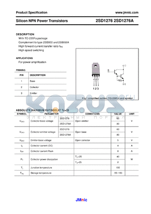 2SD1276 datasheet - Silicon NPN Power Transistors