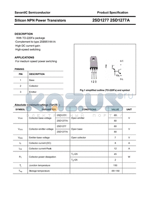 2SD1277 datasheet - Silicon NPN Power Transistors