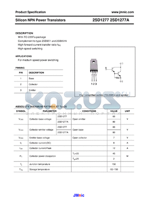 2SD1277 datasheet - Silicon NPN Power Transistors