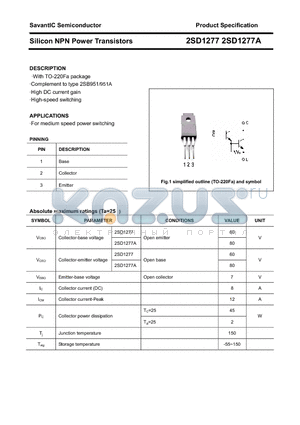 2SD1277A datasheet - Silicon NPN Power Transistors