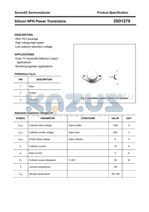 2SD1279 datasheet - Silicon NPN Power Transistors