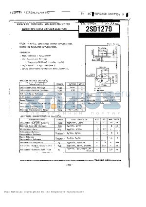 2SD1279 datasheet - SILICON NPN TRIPLE DIFFUSED MESA TYPE