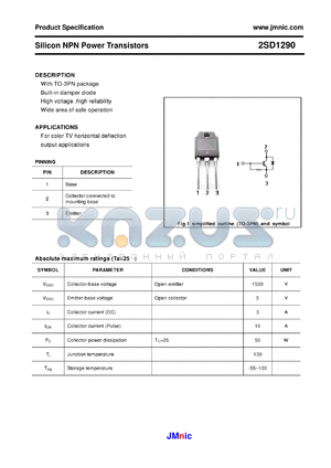 2SD1290 datasheet - Silicon NPN Power Transistors