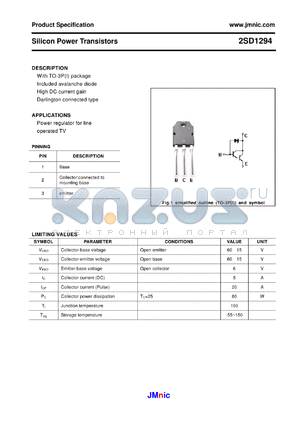 2SD1294 datasheet - Silicon Power Transistors