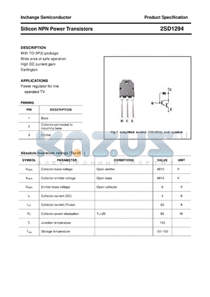 2SD1294 datasheet - Silicon NPN Power Transistors