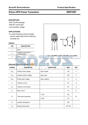 2SD1297 datasheet - Silicon NPN Power Transistors