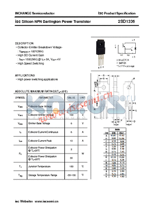 2SD1336 datasheet - isc Silicon NPN Darlington Power Transistor