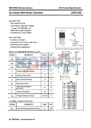 2SD1345 datasheet - isc Silicon NPN Power Transistor