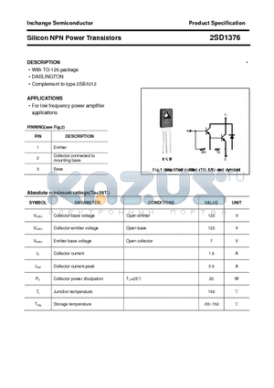 2SD1376 datasheet - Silicon NPN Power Transistors