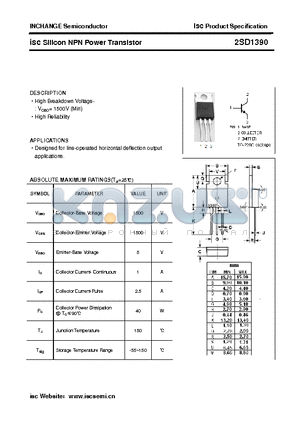 2SD1390 datasheet - isc Silicon NPN Power Transistor