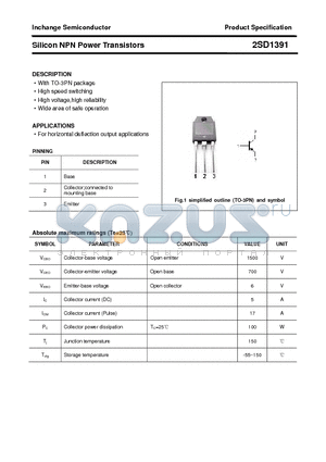 2SD1391 datasheet - Silicon NPN Power Transistors