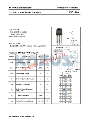 2SD1400 datasheet - isc Silicon NPN Power Transistor