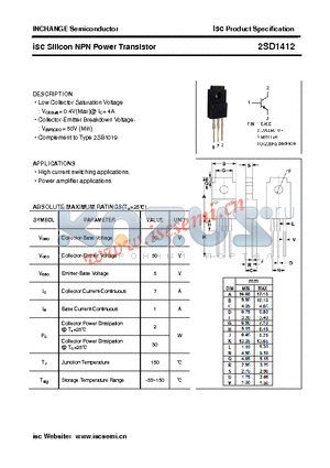 2SD1412 datasheet - isc Silicon NPN Power Transistor