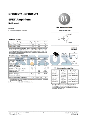BFR31LT1G datasheet - JFET Amplifiers(N-Channel)
