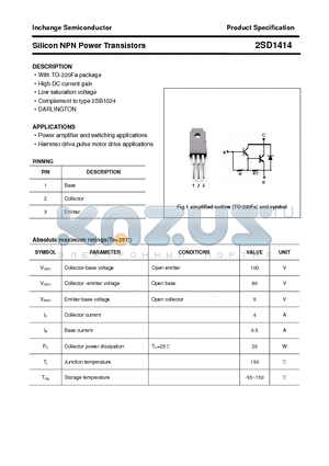 2SD1414 datasheet - Silicon NPN Power Transistors